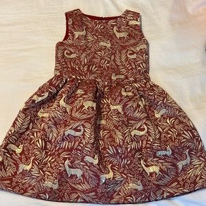 Crew Cuts Size 6 red with gold deer dress